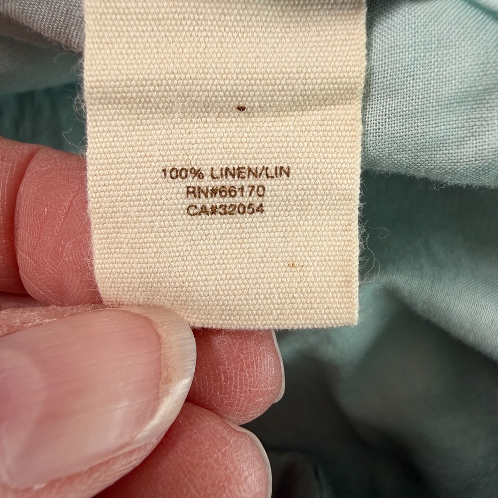 Cidra Anthropologie Women Linen Cropped Pants Sz 6 Mint Green Tie Hem Capri Boho - Picture 7 of 8